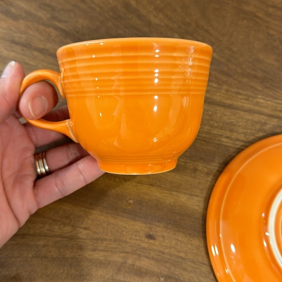 Tangerine Fiestaware teacup and saucer - Picture 6 of 6
